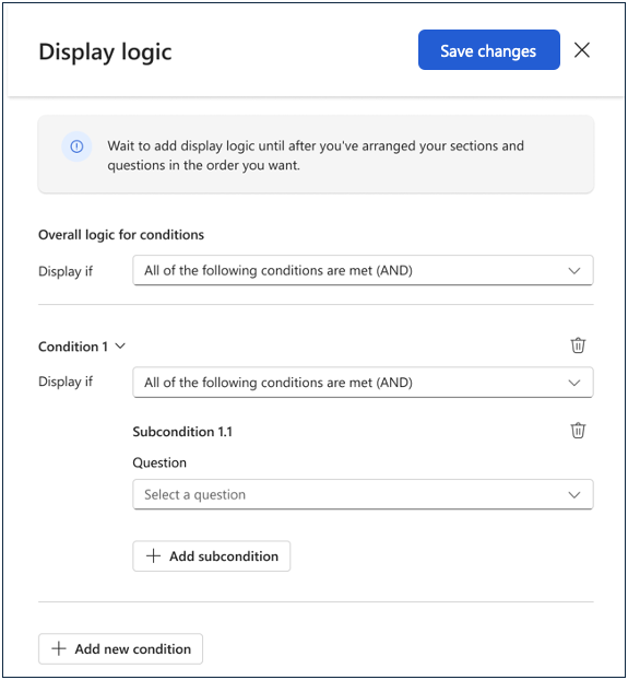 Screenshot del riquadro di configurazione della logica di visualizzazione.