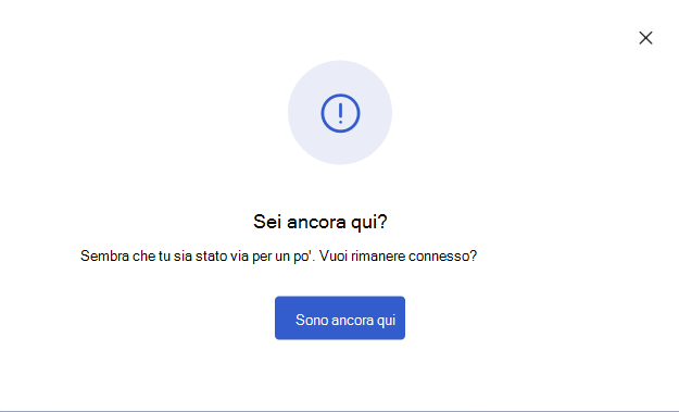 Screenshot di un messaggio visualizzato quando un utente è inattivo nella sessione di sondaggio.