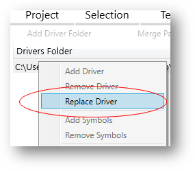 Immagine che mostra la finestra 'replace driver'