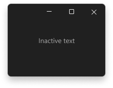 Finestra con testo inattivo utilizzando il colore grigio del testo.