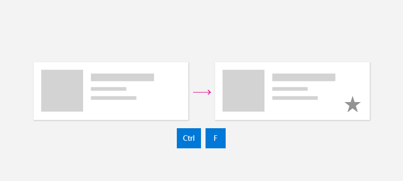 Premere CTRL+F per eseguire un'azione