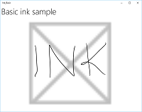 Screenshot di InkCanvas con tratti input penna.