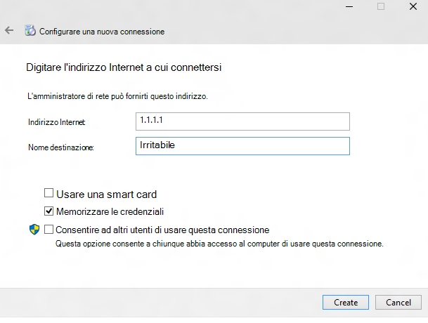 vpnv2 csp configura la connessione 2.