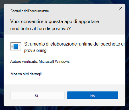 Consentire modifiche al dispositivo?