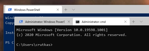 Windows Screenshot di PowerShell e della riga di comando con autorizzazioni elevate