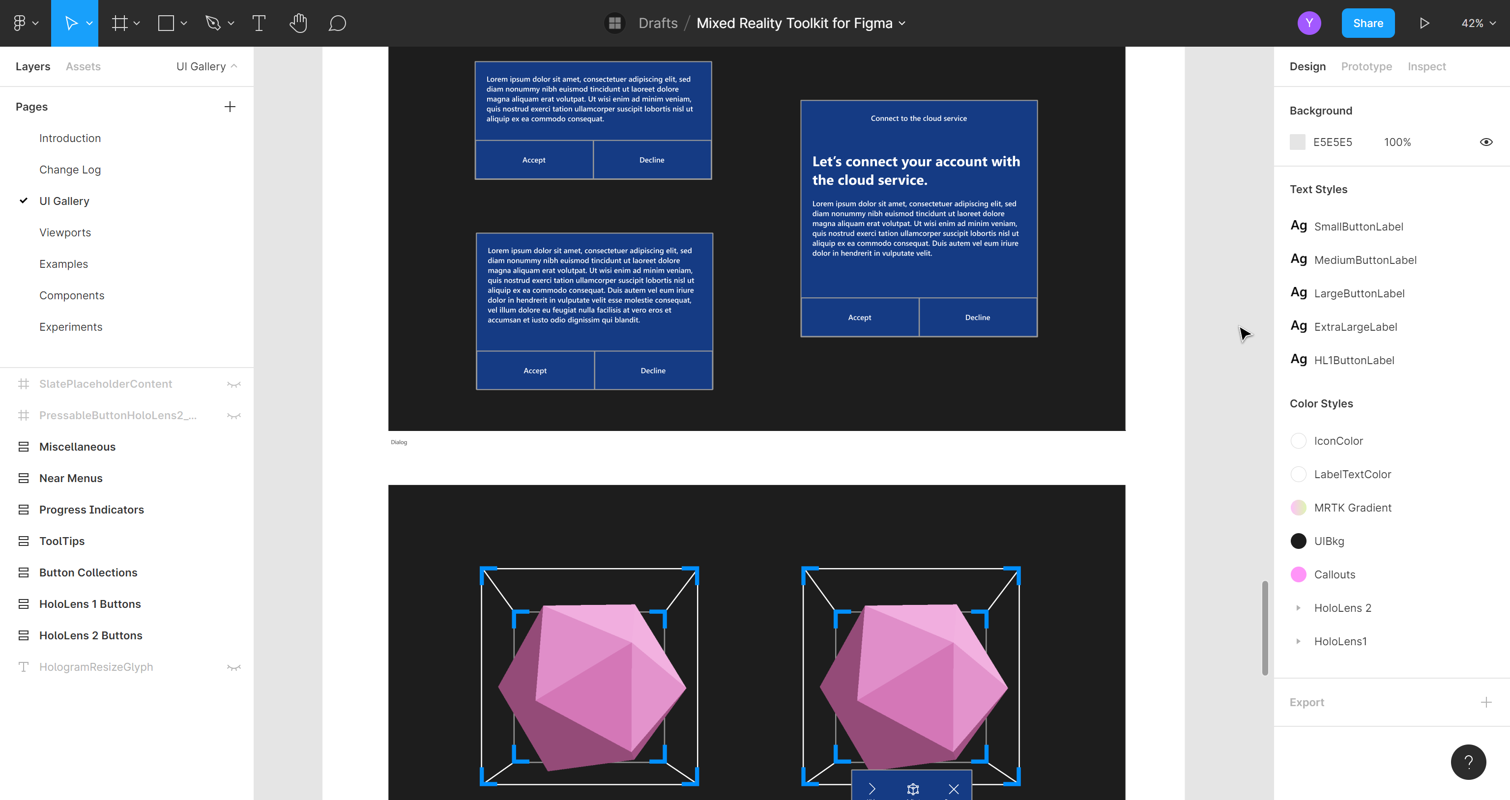 Esempio di Figma Toolkit - Interfaccia utente del menu 2