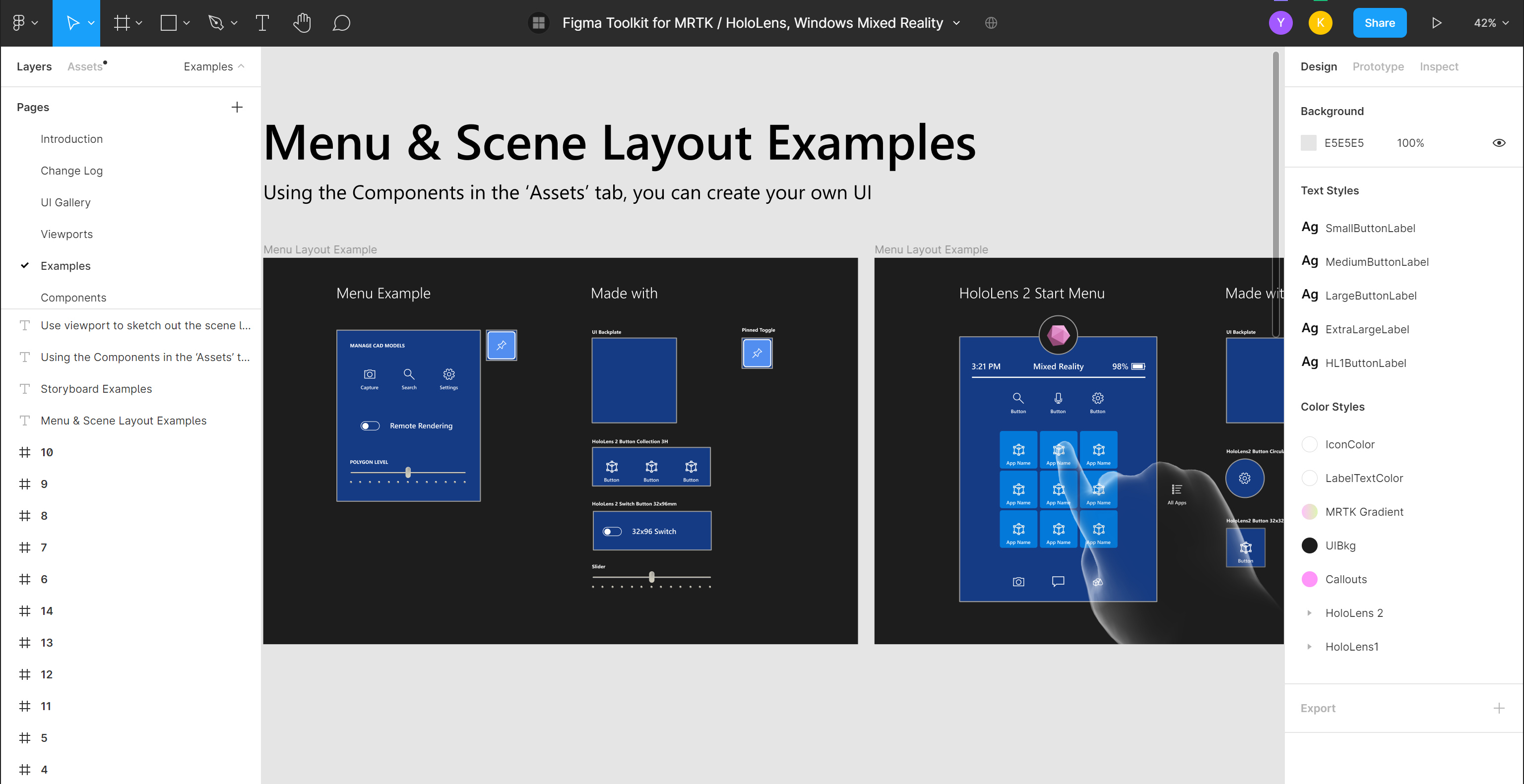 Esempio di Figma Toolkit - Interfaccia utente del menu 5