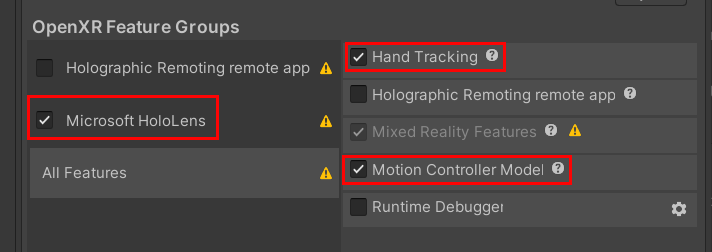 Gruppi di funzionalità OpenXR