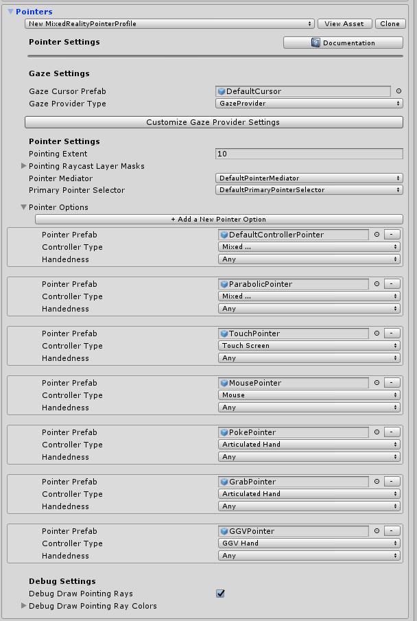 Profilo puntatore di input