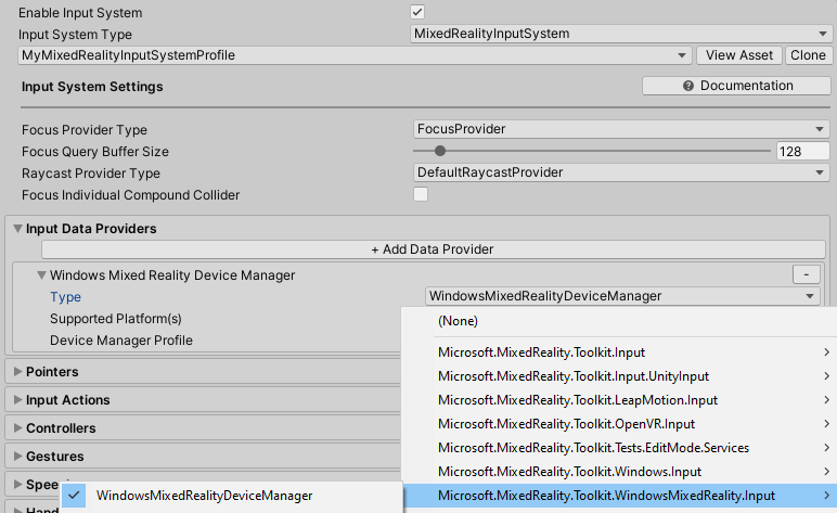 Impostazioni di input legacy