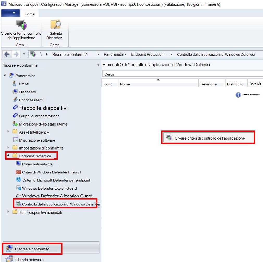 Creare criteri di Controllo app in Configuration Manager.