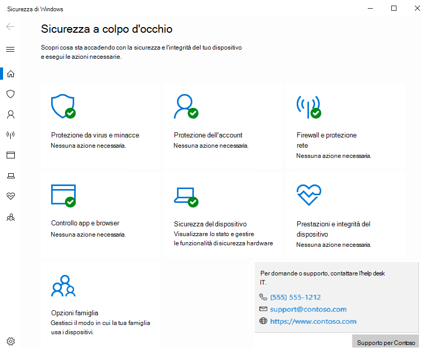 Riquadro a comparsa personalizzato di Sicurezza di Windows.