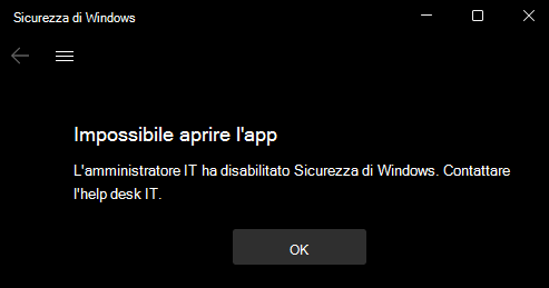 Screenshot della sicurezza di Windows con tutte le sezioni nascoste da Criteri di gruppo.