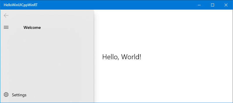 Screenshot di una semplice libreria dell'interfaccia utente di Windows in C++/WinRT