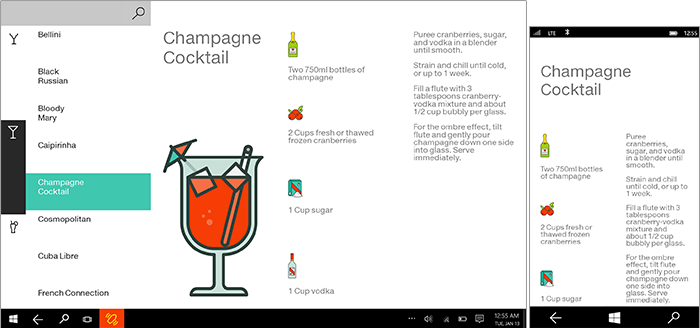 un design per un'app di creatore di cocktail