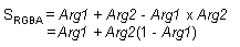 equazione dell'operazione add smooth (s(rgba) = arg1 + arg 2 x (1 - arg1))