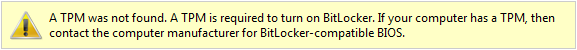 Screenshot dell'avviso 'TPM-not-found' 