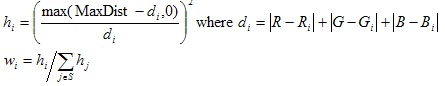 Shows the formula for a weight for each point.