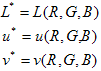 Shows the nonlinear equations for lolving any color L U V.