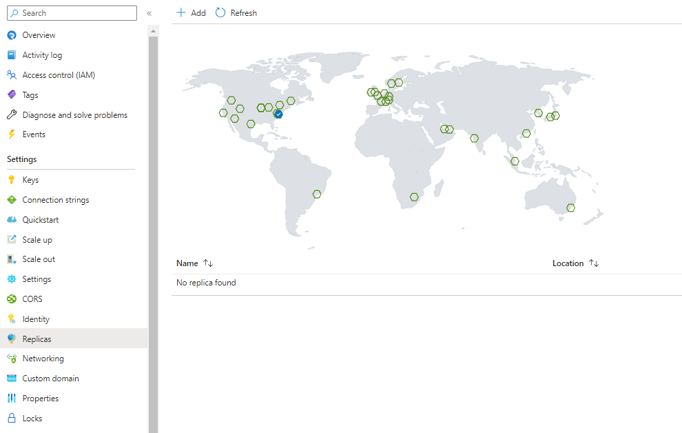 ポータルで Azure SignalR のレプリカを作成するスクリーンショット。