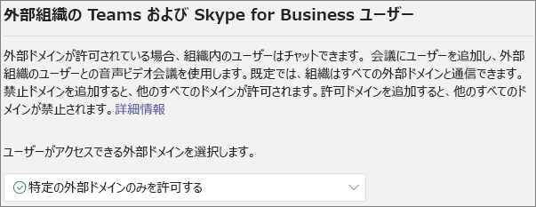 外部ドメイン設定のスクリーンショット。