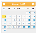 Screenshot of a UI-Lightness theme calender.