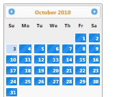 Screenshot of an Excite-Bike theme calender.