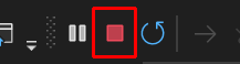 Visual Studio のメニュー バーの [停止] ボタン