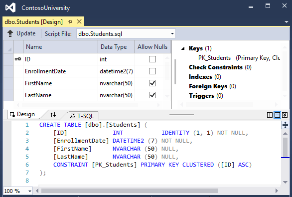 移行後の SSOX の Students テーブル