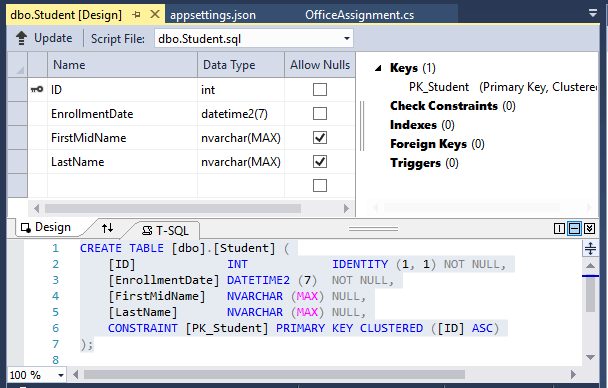 移行前の SSOX の Students テーブル