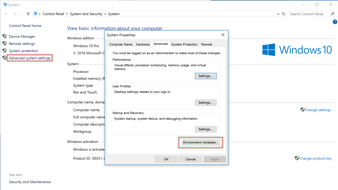 System Advanced Properties