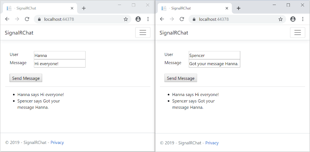 SignalR サンプル アプリ