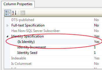 IsIdentity - Column Properties