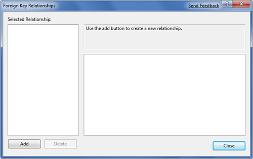 Screenshot of the Foreign Key Relationships dialog box.