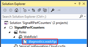 ソリューション エクスプローラー diagnostics.wadcfgx