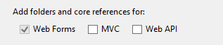 Screenshot showing the New ASP.NET Project window with the Web Forms checkbox preselected.