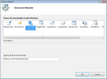 Selecting the ConfirmButton control extender