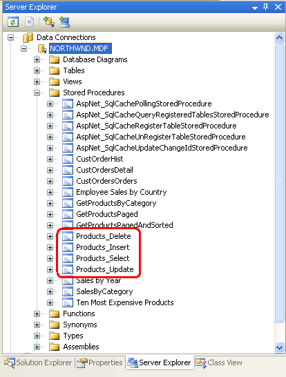 The Four Stored Procedures Created in Step 2 Can Be Found in the Database s Stored Procedures Folder