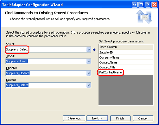 TableAdapter の構成ウィザードを実行して DataTable の列を更新する