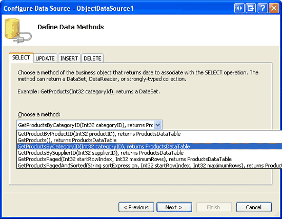 Configure the ObjectDataSource to Use the ProductsBLL Class's GetProductsByCategoryID(categoryID) Method