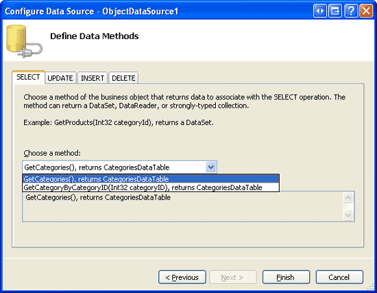 Configure the ObjectDataSource to Use the CategoriesBLL Class's GetCategories Method