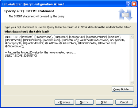 SCOPE_IDENTITY() 値を返すようにクエリを拡張する