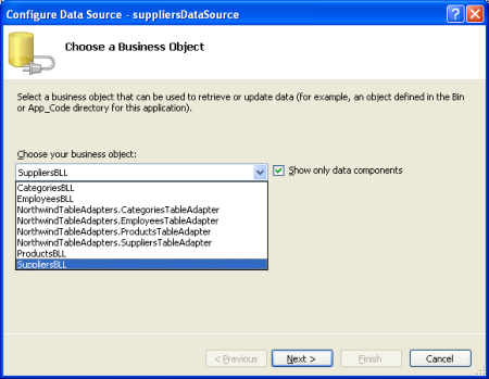 Image of Data Source adding the SuppliersBLL Class