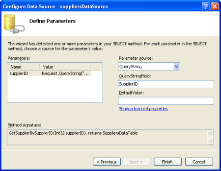 Image of the supplierID Parameter Value