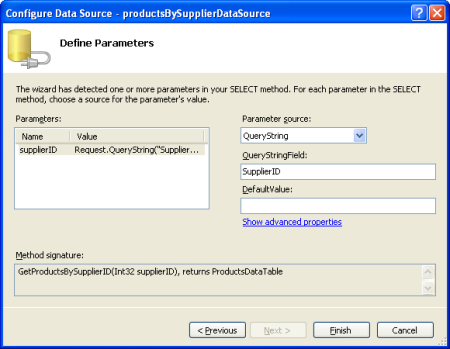 Image of the supplierID Parameter Value from the SupplierID Querystring Value