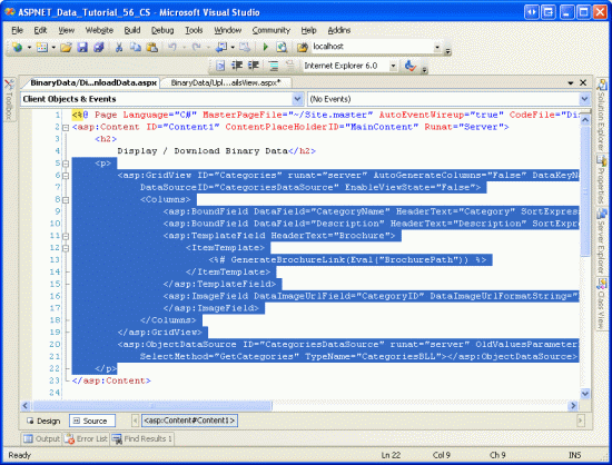 Copy and Paste the Declarative Syntax from DisplayOrDownload.aspx to UploadInDetailsView.aspx