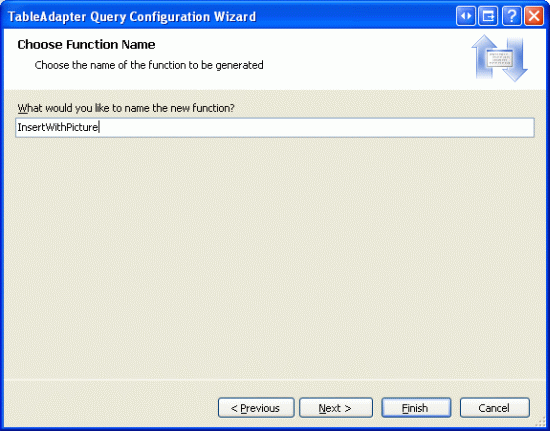 Name the New TableAdapter Method InsertWithPicture