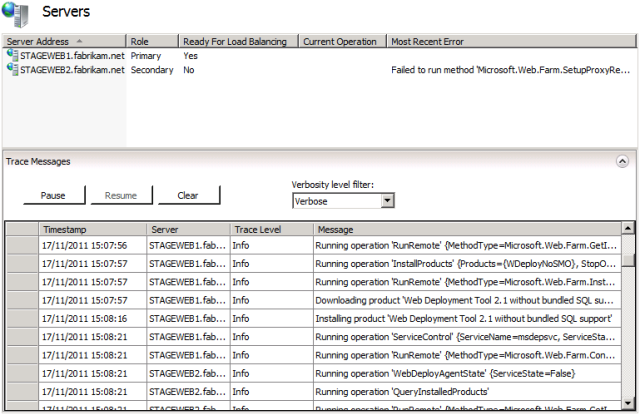 In the Connections pane, expand your server farm, and then click Servers.