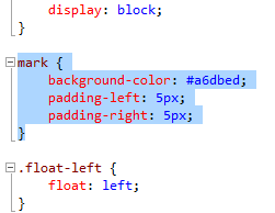 mark selector in the style sheet
