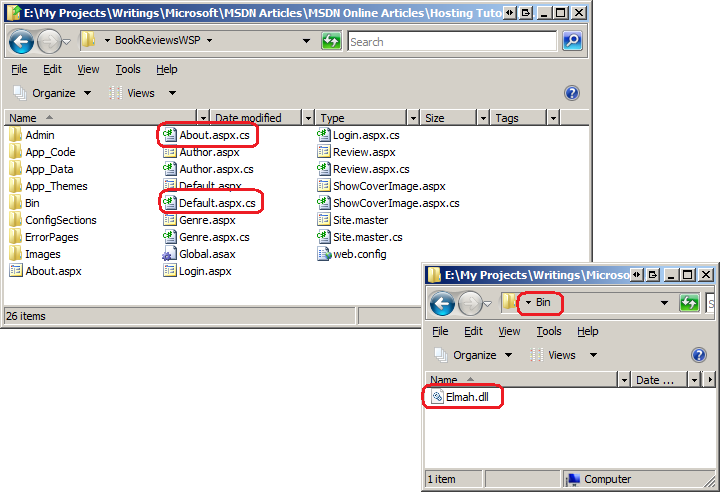 Screenshot of the target location you entered in the Publish Web Site dialog box to compare the contents of this folder with the contents of your website.